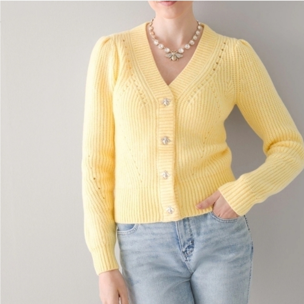 White House Black Market Yellow Honey Bee Cardigan 256 Cottagecore